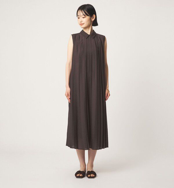 UNITED ARROWS green label relaxing「エリツキ プリーツ ノースリーブ ワンピース」|ワンピース|