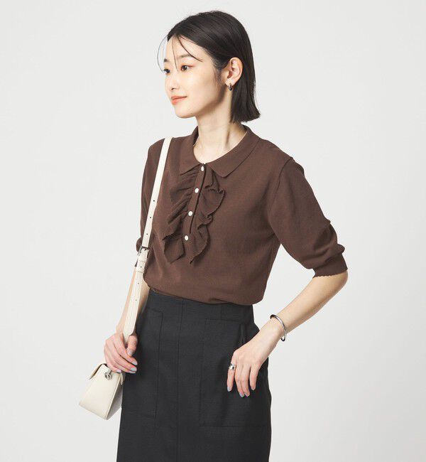 UNITED ARROWS green label relaxing「フリル ポロニット」|ニット・セーター|