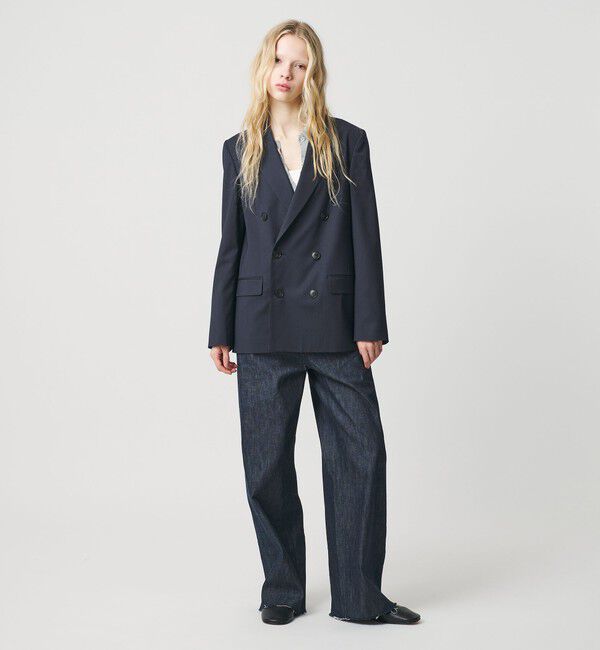 ATTISESSION「＜ATTISESSION＞ベルテッド ダブルブレスト ジャケット」|テーラードジャケット|NAVY