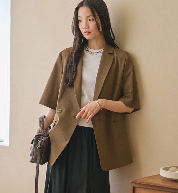 BEAUTY&YOUTH UNITED ARROWS「ハーフスリーブ ジャケット 吸水速乾 防シワ ウォッシャブル」|テーラードジャケット|