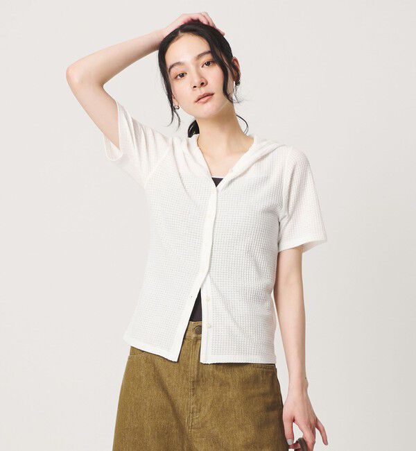 BEAUTY&YOUTH UNITED ARROWS「ボーダー＆ソリッド フード カーディガン」|カーディガン|WHITE