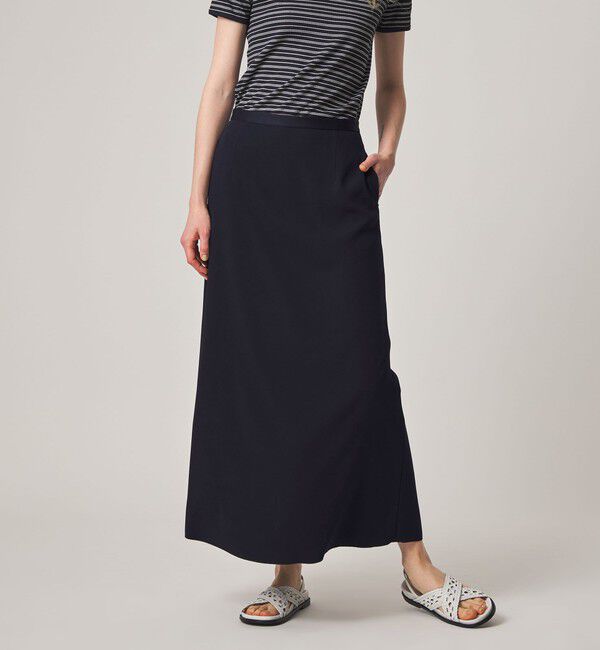 STEVEN ALAN「＜Steven Alan＞バックサテン ジョーゼット ロングスカート」|スカート|NAVY