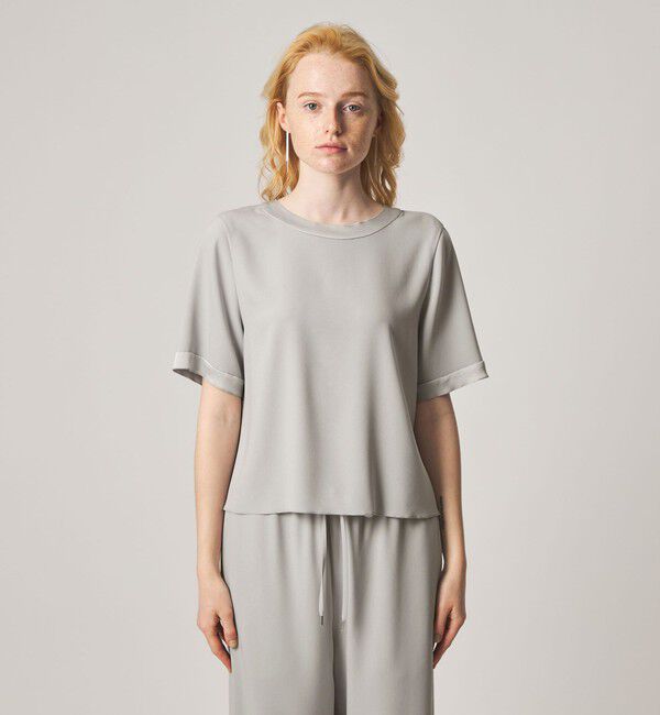 STEVEN ALAN「＜Steven Alan＞バックサテン ジョーゼット ショートスリーブ ブラウス」|シャツ・ブラウス|