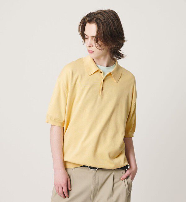 BEAUTY&YOUTH UNITED ARROWS「HI-LINE グロッシー ギザ 3B ニット ポロシャツ ウォッシャブル」|ニット・セーター|CREAM
