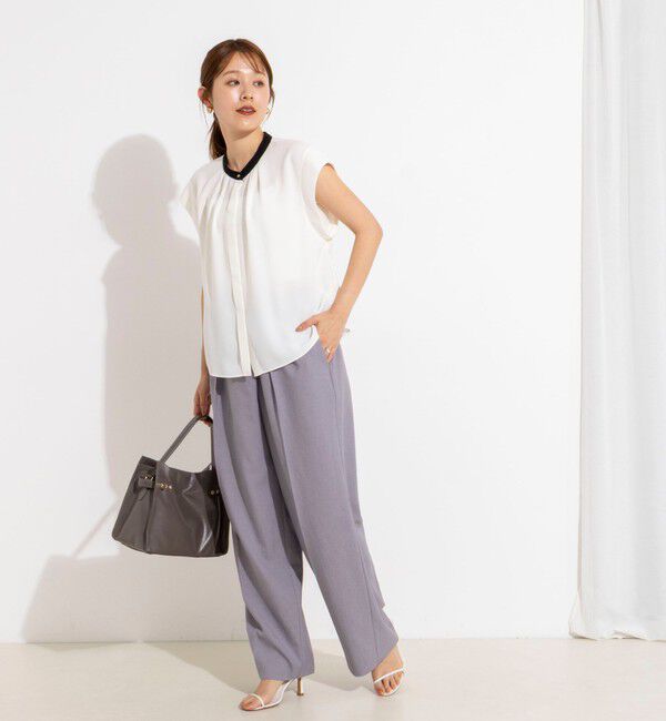 NOLLEY'S「【BECシリーズ】ウォッシャブルストレッチジョーゼットフレンチスリーブブラウス」|シャツ・ブラウス|