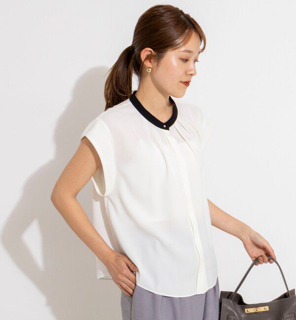 NOLLEY'S「【BECシリーズ】ウォッシャブルストレッチジョーゼットフレンチスリーブブラウス」|シャツ・ブラウス|