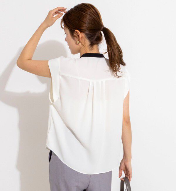 NOLLEY'S「【BECシリーズ】ウォッシャブルストレッチジョーゼットフレンチスリーブブラウス」|シャツ・ブラウス|