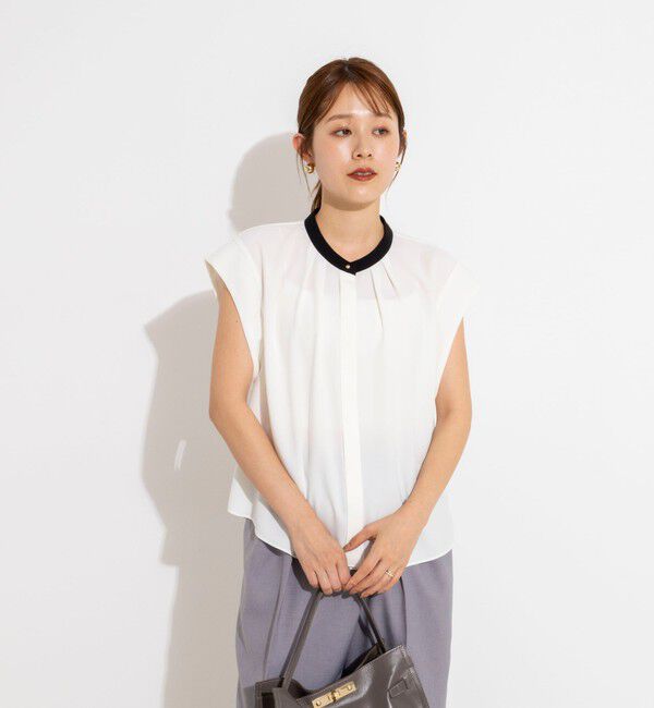 NOLLEY'S「【BECシリーズ】ウォッシャブルストレッチジョーゼットフレンチスリーブブラウス」|シャツ・ブラウス|