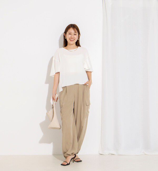 NOLLEY'S「【WEB限定】ウォッシャブルストレッチジョーゼットラッフル袖ブラウス」|シャツ・ブラウス|