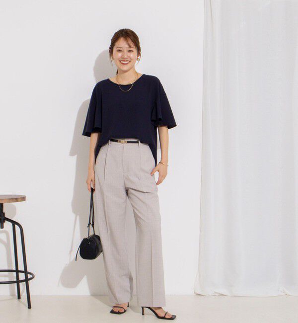 NOLLEY'S「【WEB限定】ウォッシャブルストレッチジョーゼットラッフル袖ブラウス」|シャツ・ブラウス|