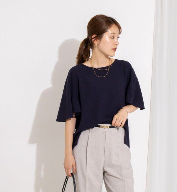 NOLLEY'S「【WEB限定】ウォッシャブルストレッチジョーゼットラッフル袖ブラウス」|シャツ・ブラウス|