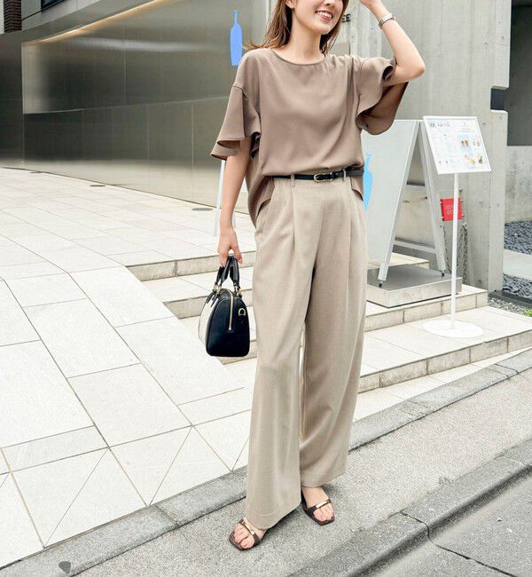 NOLLEY'S「【WEB限定】ウォッシャブルストレッチジョーゼットラッフル袖ブラウス」|シャツ・ブラウス|