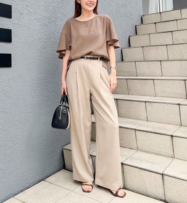 NOLLEY'S「【WEB限定】ウォッシャブルストレッチジョーゼットラッフル袖ブラウス」|シャツ・ブラウス|