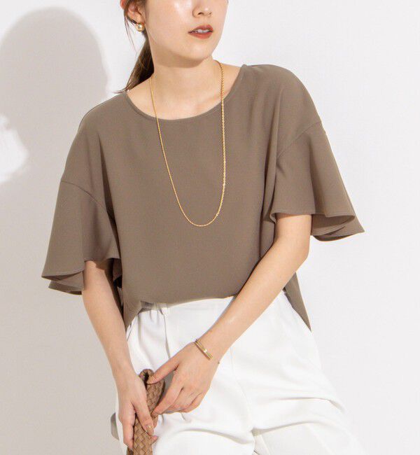 NOLLEY'S「【WEB限定】ウォッシャブルストレッチジョーゼットラッフル袖ブラウス」|シャツ・ブラウス|