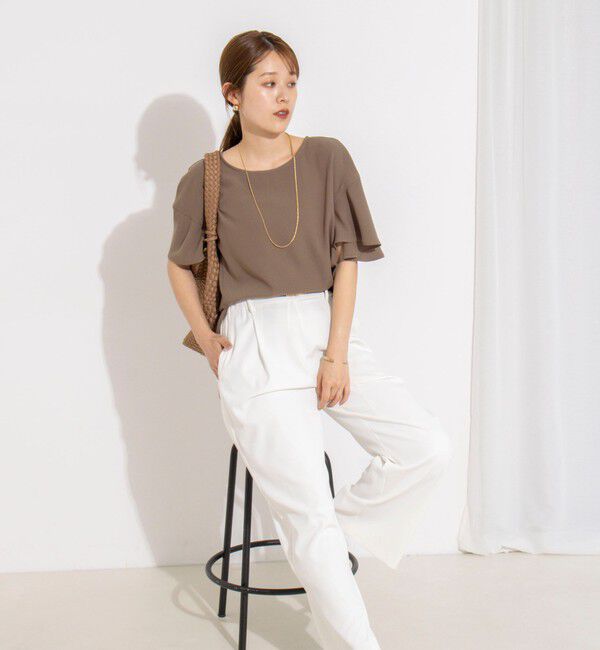 NOLLEY'S「【WEB限定】ウォッシャブルストレッチジョーゼットラッフル袖ブラウス」|シャツ・ブラウス|
