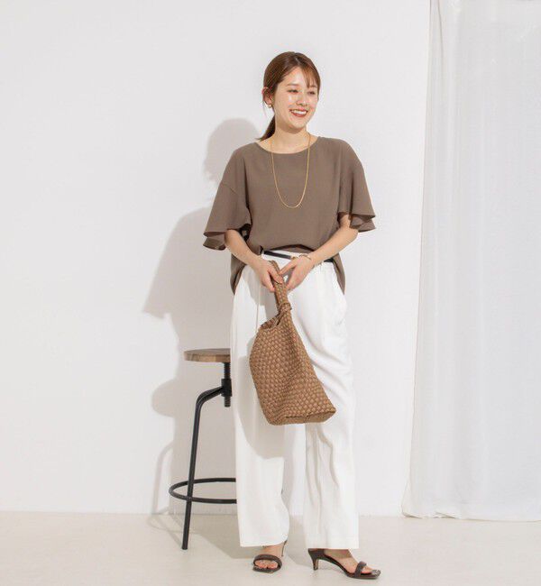 NOLLEY'S「【WEB限定】ウォッシャブルストレッチジョーゼットラッフル袖ブラウス」|シャツ・ブラウス|