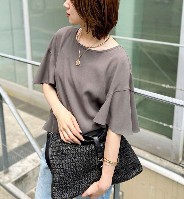 NOLLEY'S「【WEB限定】ウォッシャブルストレッチジョーゼットラッフル袖ブラウス」|シャツ・ブラウス|