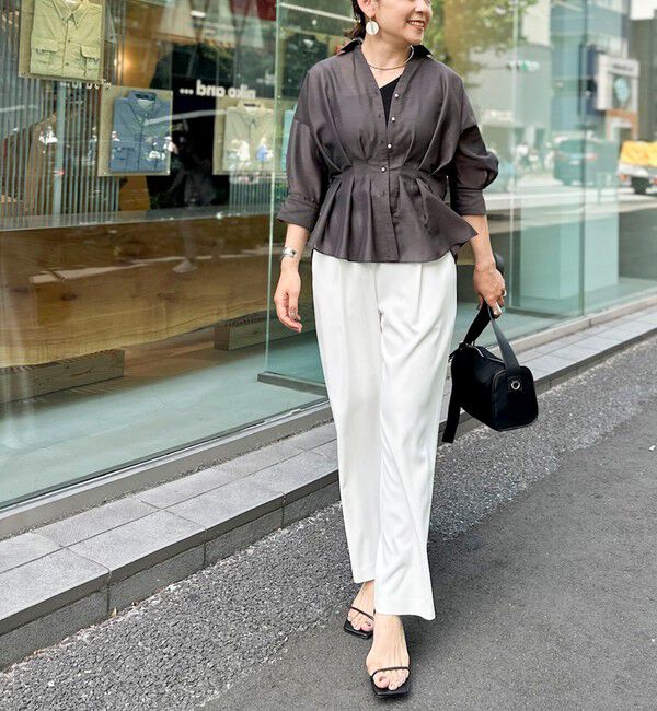 NOLLEY'S「《接触冷感》【BECシリーズ】ウォッシャブルシアースキッパータック半袖ブラウス」|シャツ・ブラウス|