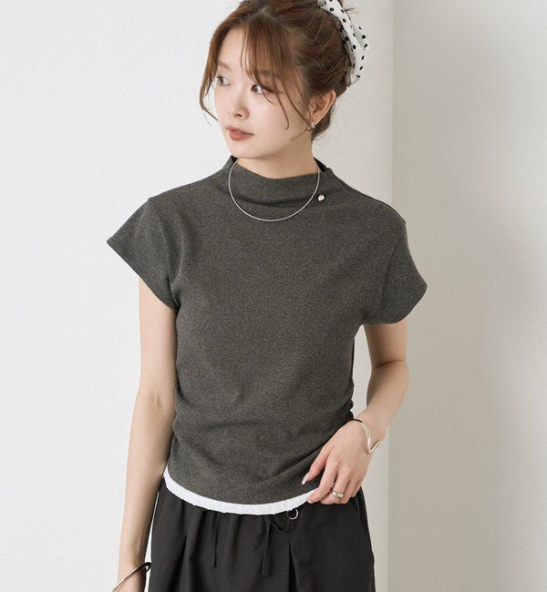  「プレート付きハイネックTシャツ」|Tシャツ・カットソー|