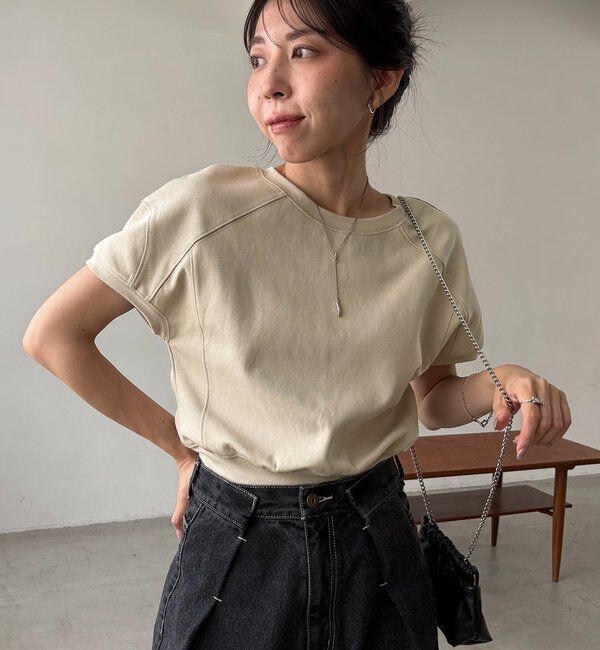  「ラウンド切替クロップT」|Tシャツ・カットソー|