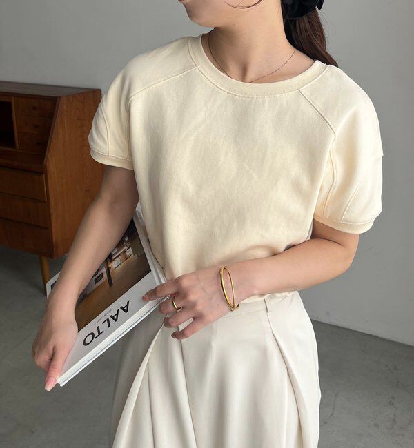  「ラウンド切替クロップT」|Tシャツ・カットソー|イエロー