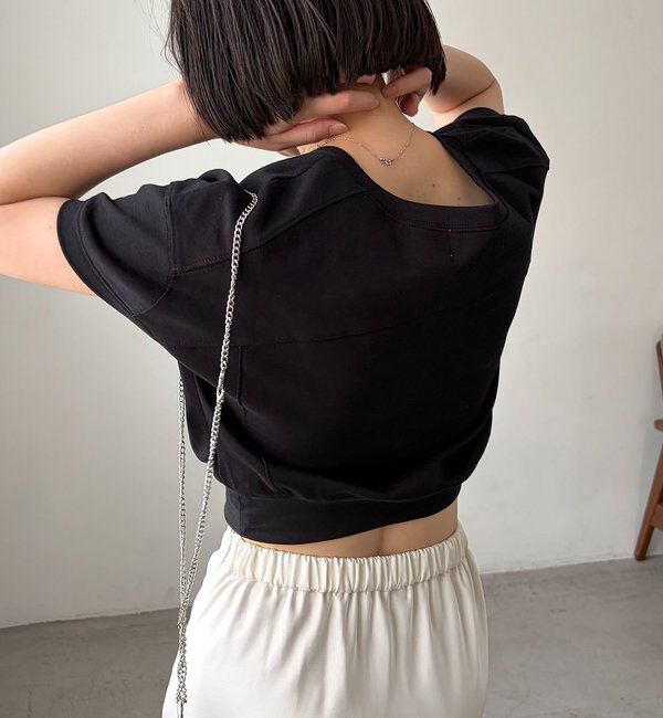  「ラウンド切替クロップT」|Tシャツ・カットソー|