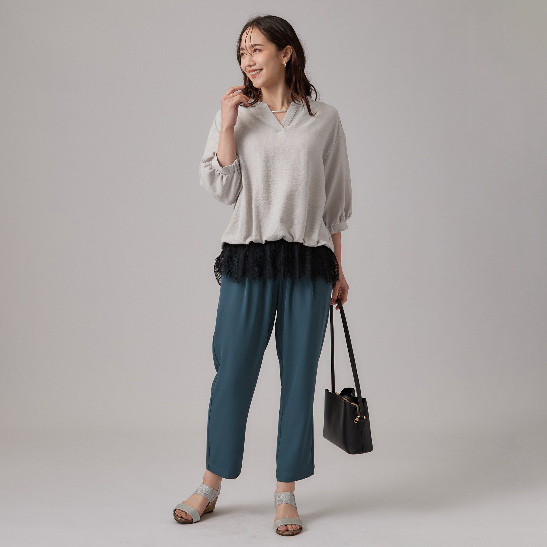 SHOO･LA･RUE「レースレイヤード風 タックスキッパーブラウス」|シャツ・ブラウス|