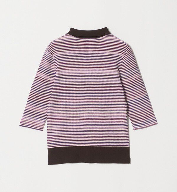 UNITED ARROWS「カラー ボーダー 5分袖 ポロニット ‐ウォッシャブル‐」|ニット・セーター|