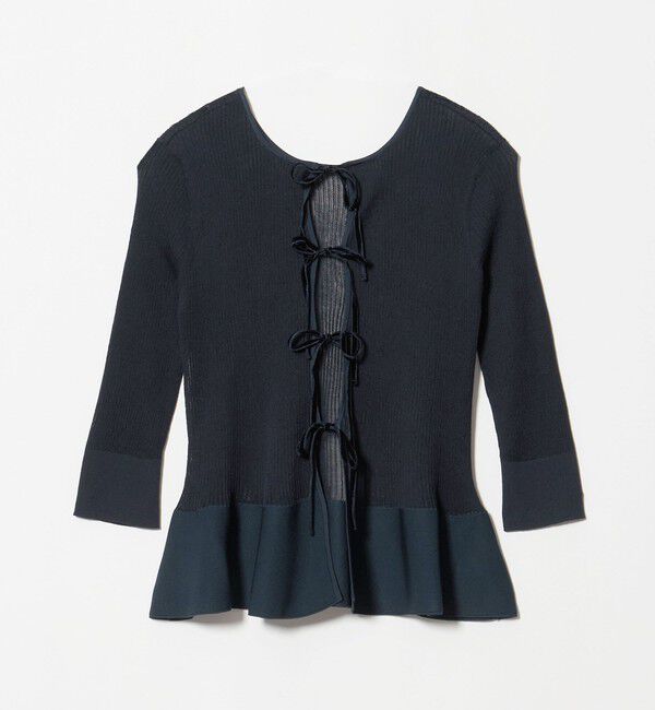 UNITED ARROWS「シアー リボン 2WAYカーディガン ‐ウォッシャブル‐」|カーディガン|NAVY