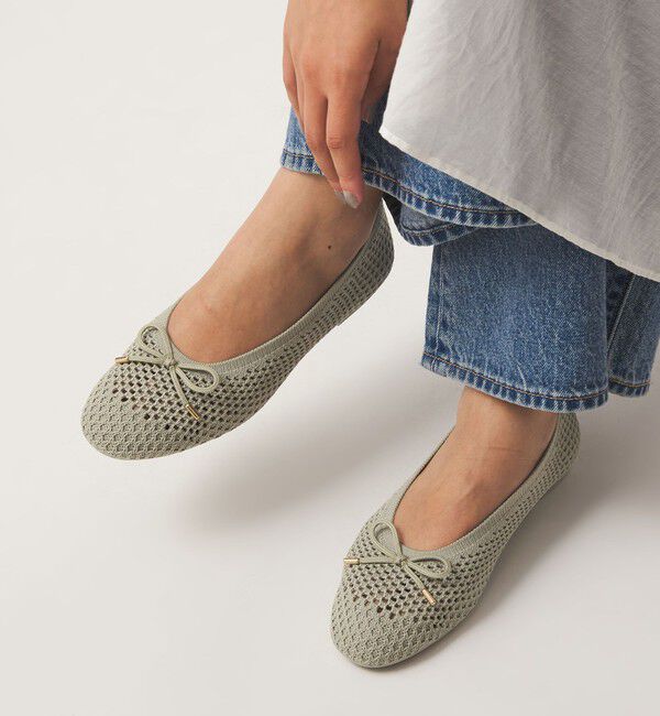 UNITED ARROWS green label relaxing「ウェルネスシアー バレエシューズ / ニットシューズ」|ローファー|OLIVE