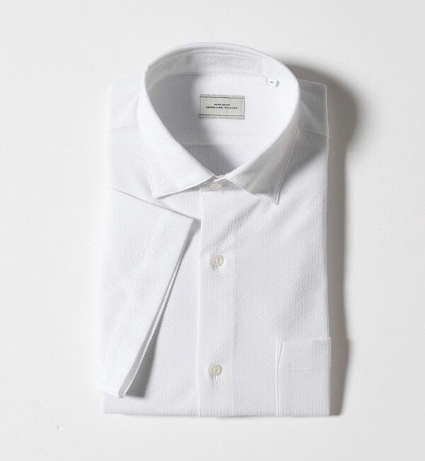 UNITED ARROWS green label relaxing「ポリエステル ラッカン ソリッド スタンダード スナップ ボタンダウン 半袖 シャツ -ストレッチ・イージー」|シャツ・ブラウス|