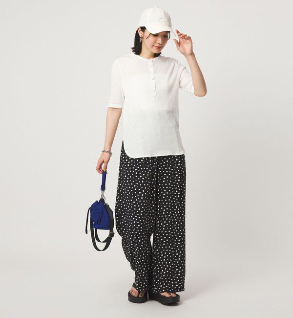 UNITED ARROWS green label relaxing「【WEB限定】＜at ease＞シアーテレコ ヘンリーネック ショートスリーブ カットソー」|Tシャツ・カットソー|