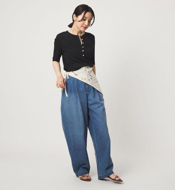 UNITED ARROWS green label relaxing「【WEB限定】＜at ease＞シアーテレコ ヘンリーネック ショートスリーブ カットソー」|Tシャツ・カットソー|