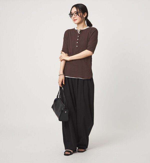 UNITED ARROWS green label relaxing「【WEB限定】＜at ease＞シアーテレコ ヘンリーネック ショートスリーブ カットソー」|Tシャツ・カットソー|