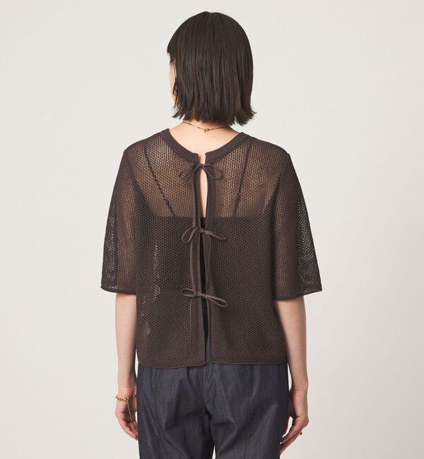UNITED ARROWS green label relaxing「メッシュ クルーネック リボン ショートスリーブ ニット」|ニット・セーター|