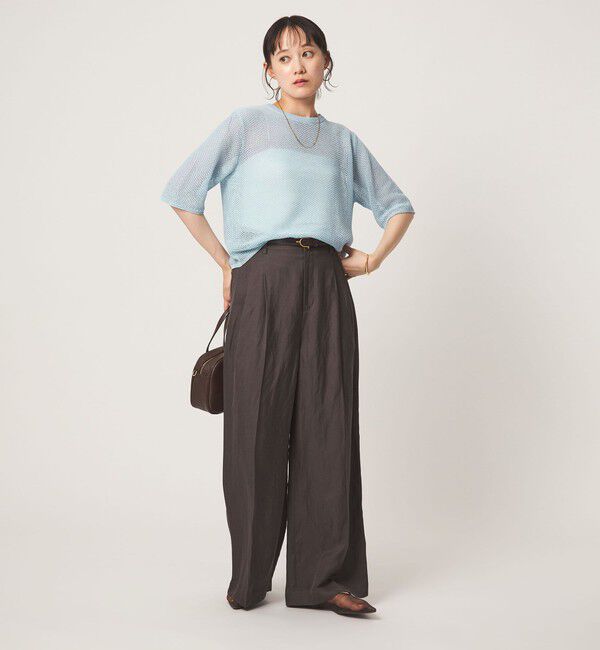 UNITED ARROWS green label relaxing「メッシュ クルーネック リボン ショートスリーブ ニット」|ニット・セーター|
