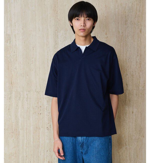 UNITED ARROWS green label relaxing「クリア MVS スキッパー 半袖 ポロシャツ」|Tシャツ・カットソー|NAVY