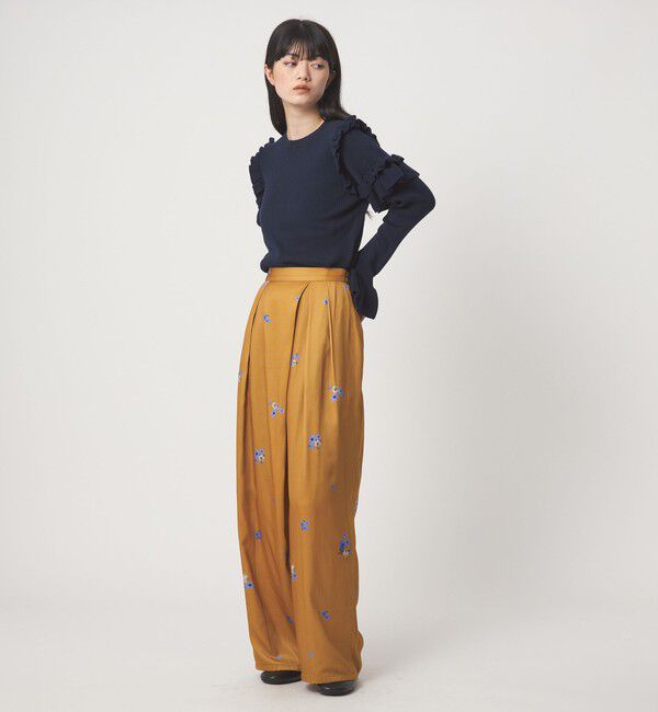 EMMEL REFINES「＜EMMEL REFINES＞EM フラワープリント ラップライク パンツ」|チノ|