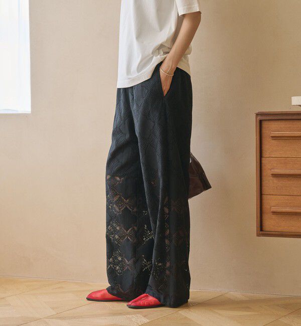 BEAUTY&YOUTH UNITED ARROWS「【WEB限定 Wardrobe DAILY MINIMAL】レース イージーパンツ ウォッシャブル」|その他|BLACK
