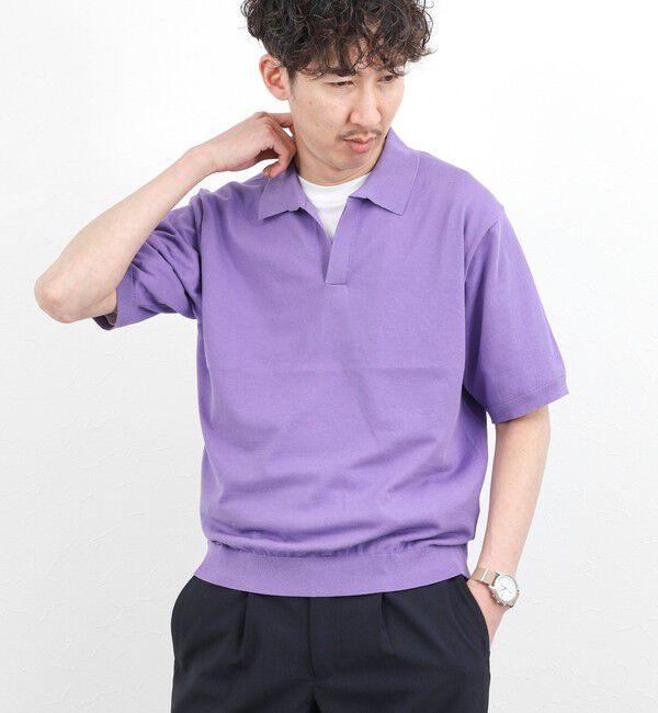 NOLLEY'S goodman「強撚シルクコットン 成型スキッパーニットポロ 26SS / ウォッシャブル」|ポロシャツ|