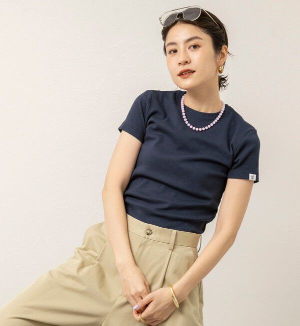 MAQWEL「【MAQWEL/マクウェル】ウォッシャブルCOTTON RIB 半袖Tシャツ」|Tシャツ・カットソー|