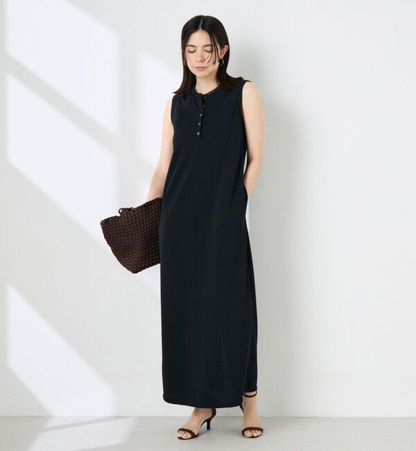NOLLEY'S「《アンサンブル対応》ウォッシャブルイージーケアカノコノースリーブヘンリーネックワンピース」|ワンピース|