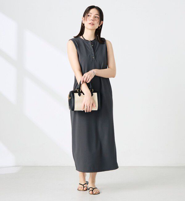 NOLLEY'S「《アンサンブル対応》ウォッシャブルイージーケアカノコノースリーブヘンリーネックワンピース」|ワンピース|
