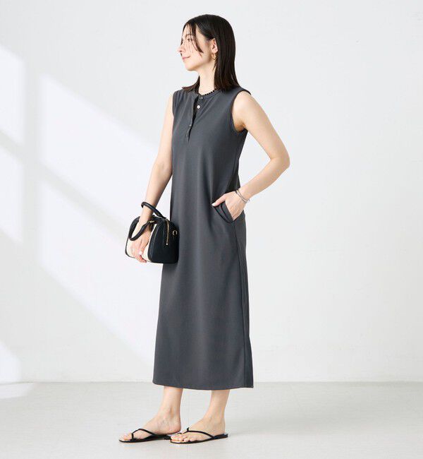 NOLLEY'S「《アンサンブル対応》ウォッシャブルイージーケアカノコノースリーブヘンリーネックワンピース」|ワンピース|