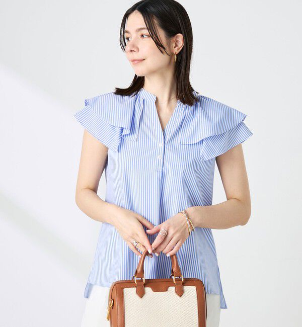 NOLLEY'S「ウォッシャブルダブルフリルキーネックブラウス」|シャツ・ブラウス|