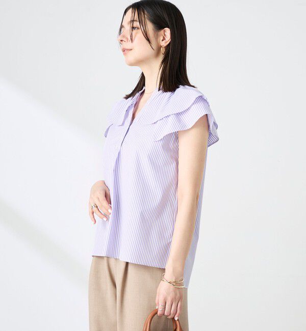 NOLLEY'S「ウォッシャブルダブルフリルキーネックブラウス」|シャツ・ブラウス|