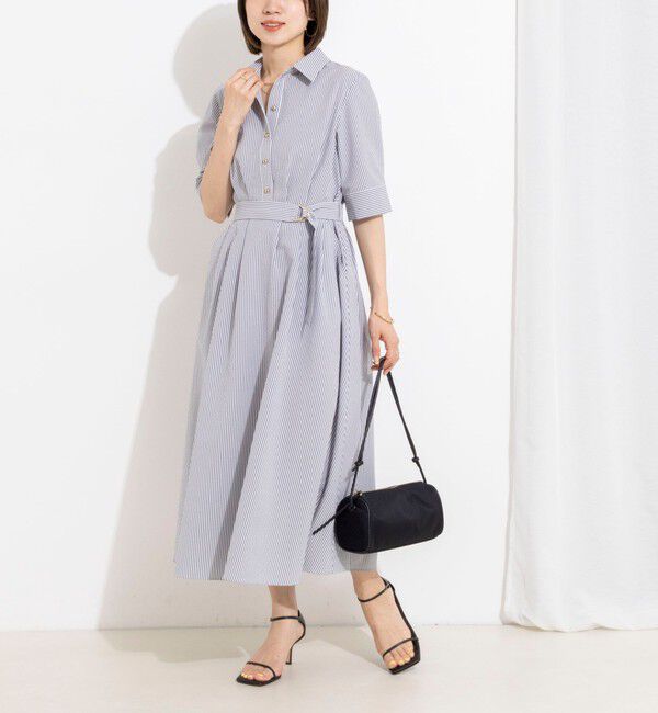 NOLLEY'S sophi「ウォッシャブルサッカーシャツワンピース」|ワンピース|