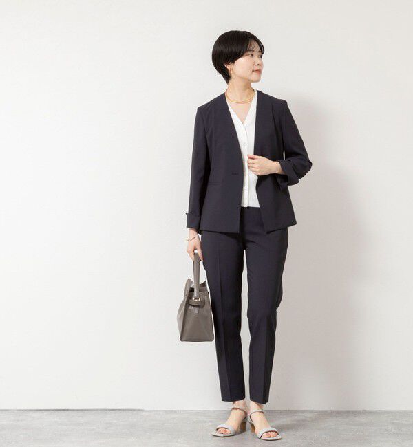 NOLLEY'S sophi「《セットアップ対応/UVカット/接触冷感》ウォッシャブルDry toro ノーカラージャケット」|ノーカラージャケット|
