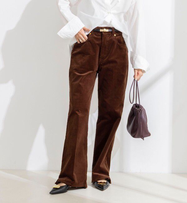 Rie Miller「《5サイズ展開》【RM denim】ウォッシャブルセンタープレス裾デザインコーデュロイパンツ」|チノ|