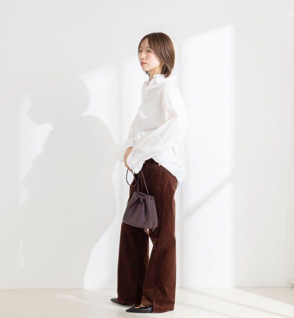 Rie Miller「《5サイズ展開》【RM denim】ウォッシャブルセンタープレス裾デザインコーデュロイパンツ」|チノ|